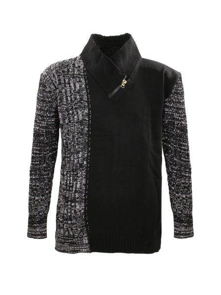 MOŠKI PLETEN PULOVER LV-423 black white 3XL 4XL