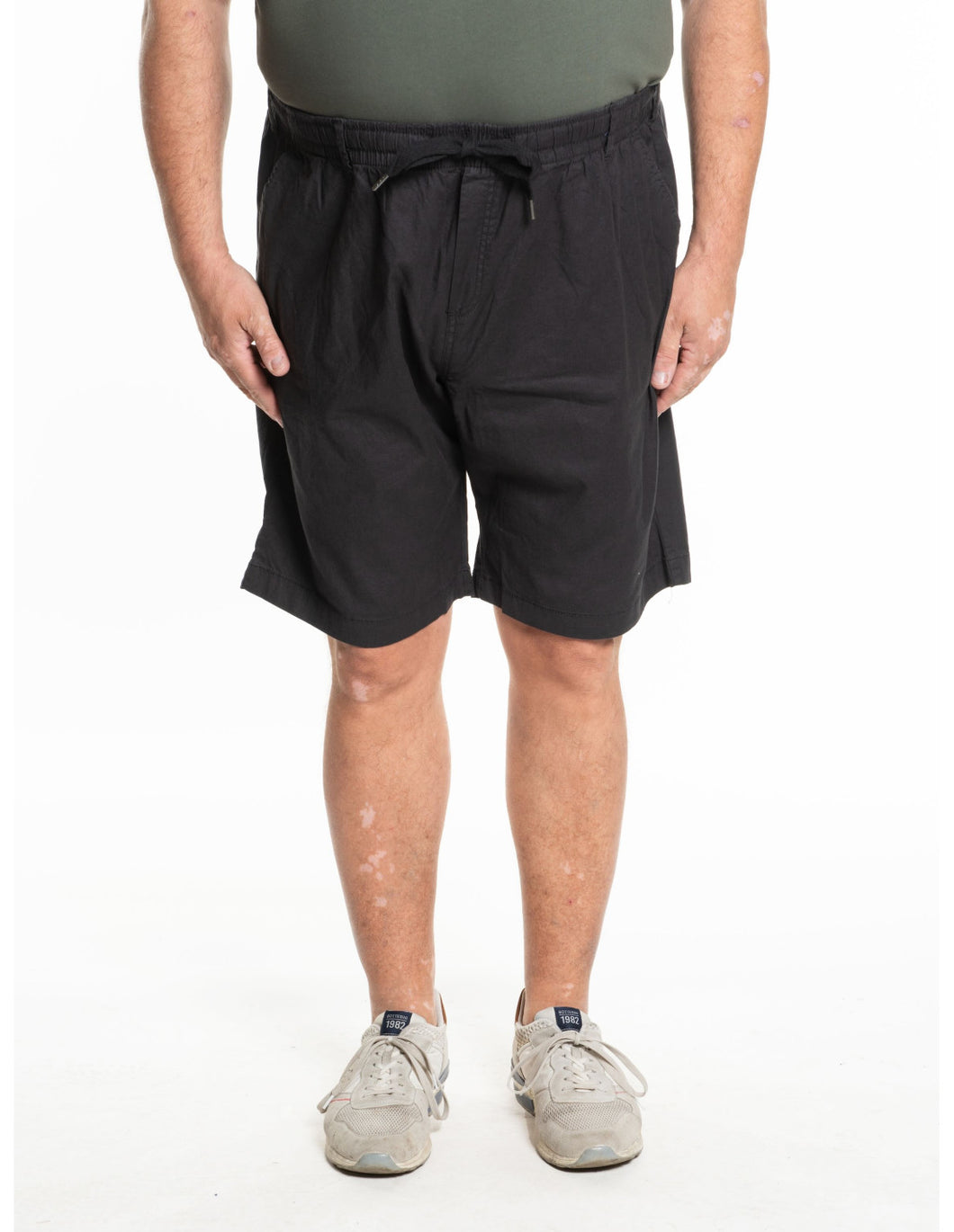 Kratke hlače EASY by MAXFORT E2213 mešani lan - modra črna in musk - velikost 2XL do 8XL promocijska cena