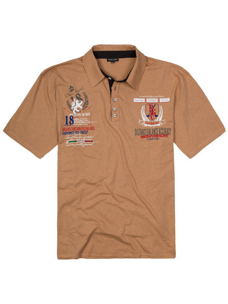 Novo - Polo majica za močnejše postave s kratkimi rokavi LV-2038 beige 3XL do 8XL