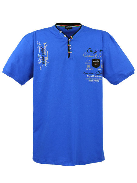 ŠPORTNO ELEGANTNA MOŠKA MAJICA LV-2042 modra 4xl 5xl 6xl zadnji kosi